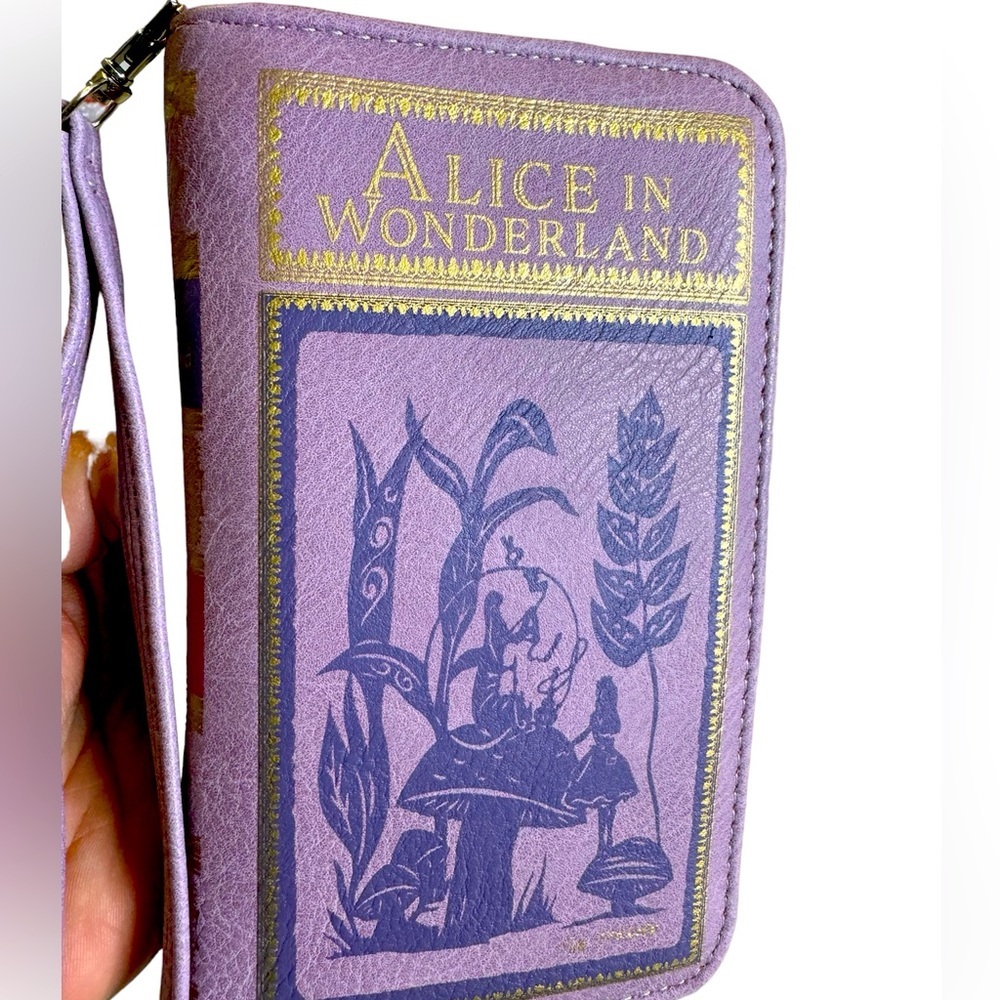 NWOT Alice in Wonderland lavendar wallet. Ashley M. Artist Series